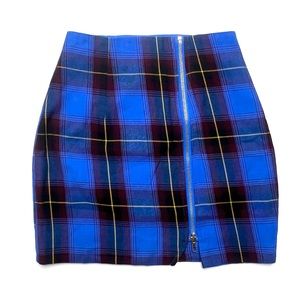 Superdown Blue Plaid Full ZipMini Skirt, NWT
